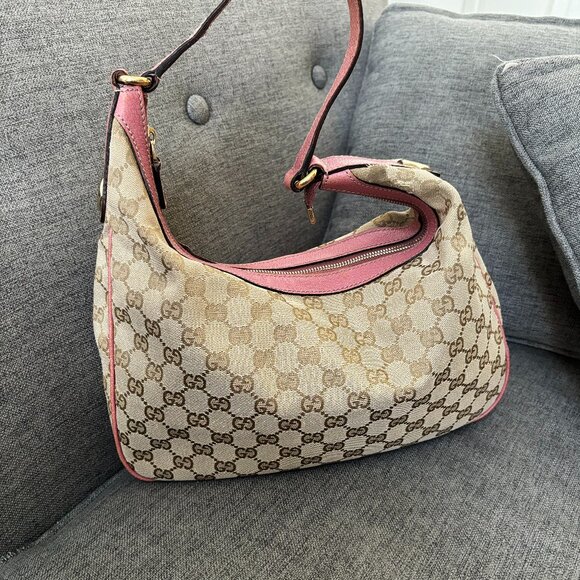 Gucci Handbags - Authentic Gucci Old Rose/Beige GG Canvas and Leather Bag